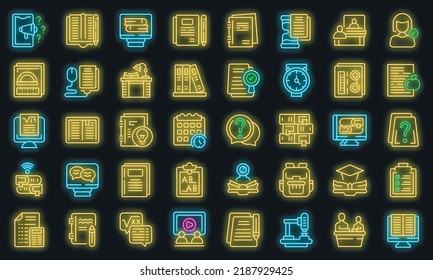 Homework help icons set outline vector. Bonding activity. Child help vector neon