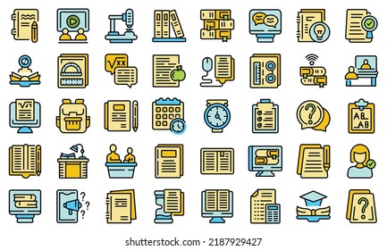 Homework help icons set outline vector. Bonding activity. Child help