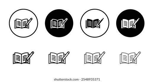 Homework icon Black and white outline vector