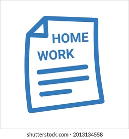 Homework icon. Blue color design.