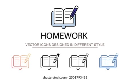 Homework icon design with white background stock illustration