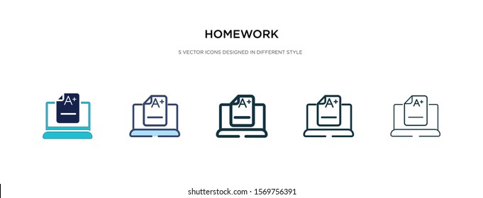 homework icon in different style vector illustration. two colored and black homework vector icons designed in filled, outline, line and stroke style can be used for web, mobile, ui