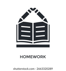 Homework Icon Glyph Style. Vector Illustration For Graphic Design