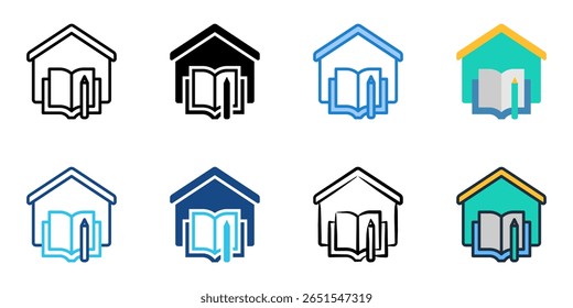 ícone Lição de Casa definir coleção de vários estilos 

