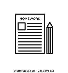 Homework icon Simple thin line flat symbol