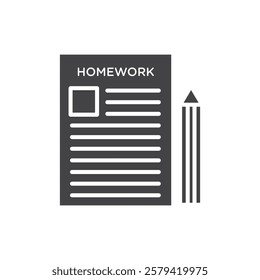 Homework icon Simple thin line flat symbol
