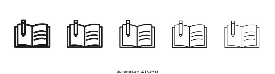 Homework icon symbol in thin line, Black outline and stroke style