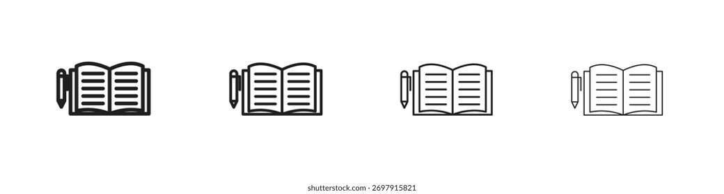 Homework icon. Thin, Light Regular And Bold style design isolated on white background