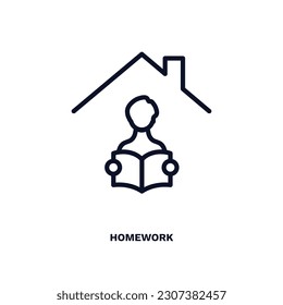 homework icon. Thin line homework icon from distance learning collection. Outline vector isolated on white background. Editable homework symbol can be used web and mobile