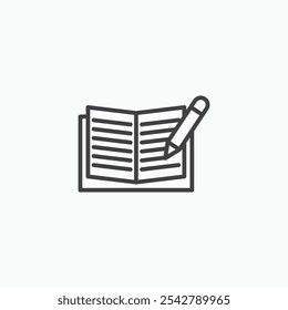 Ícone de lição de casa em estrutura de tópicos fina.