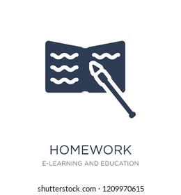 Homework icon. Trendy flat vector Homework icon on white background from E-learning and education collection, vector illustration can be use for web and mobile, eps10
