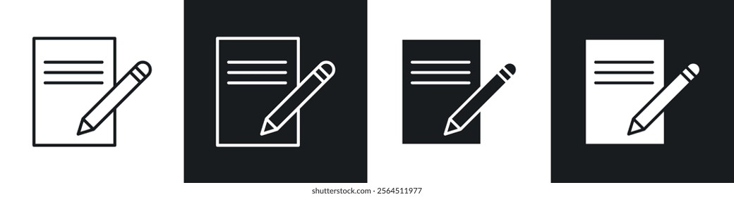 Homework icons collection in black filled and line style.