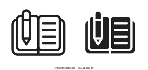 Homework icons in outline and stroke versions