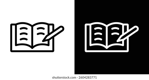 Homework icons vectors set in stroke line style.