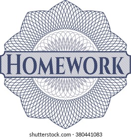 Homework inside money style emblem or rosette
