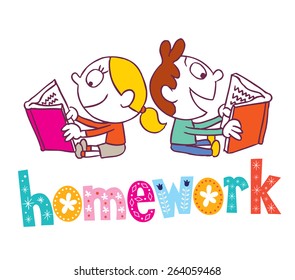 homework - kids reading books
