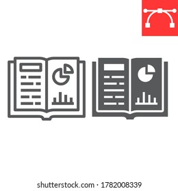 Homework line and glyph icon, school and education, notebook sign vector graphics, editable stroke linear icon, eps 10