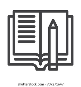 Homework line icon, outline vector sign, linear style pictogram isolated on white. Symbol, logo illustration. Editable stroke. Pixel perfect graphics