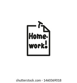 Homework line icon. School, paper, assignment. School concept. Vector illustration can be used for topics like education, studies, teaching