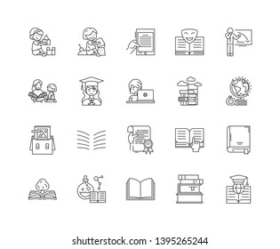 Homework line icons, signs, vector set, outline illustration concept 