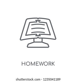 Homework linear icon. Modern outline Homework logo concept on white background from E-learning and education collection. Suitable for use on web apps, mobile apps and print media.