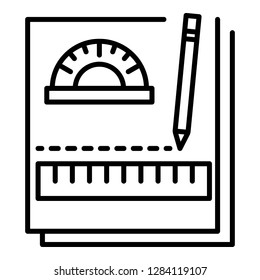 Homework notebook icon. Outline homework notebook vector icon for web design isolated on white background