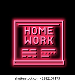 homework on blackboard neon light sign vector. homework on blackboard illustration