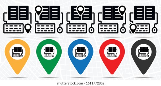 Homework, online training, keyboard, mouse icon in location set. Simple glyph, flat illustration element of online traning theme icons