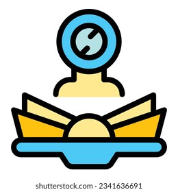Homework open book icon outline vector. Student kid. Child help color flat