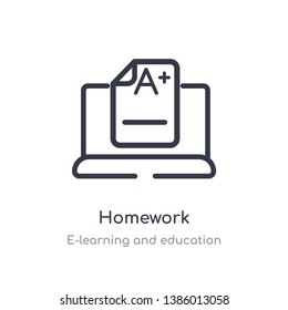 homework outline icon. isolated line vector illustration from e-learning and education collection. editable thin stroke homework icon on white background