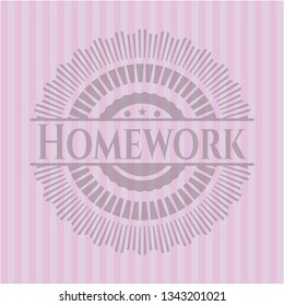Homework pink emblem. Vintage.