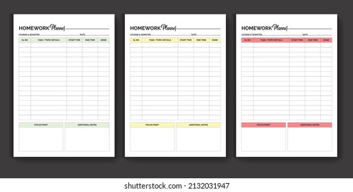 Homework Planner Template Study Planner Template Planner Templates