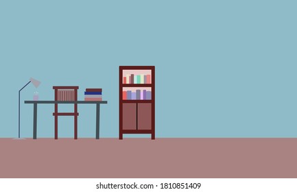 Homework and reading room With a bookshelf in it And there is a blank space for the text.
