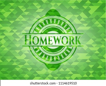 Homework realistic green mosaic emblem