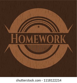 Homework retro style wooden emblem