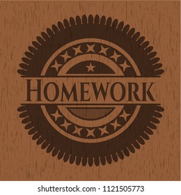 Homework retro style wooden emblem