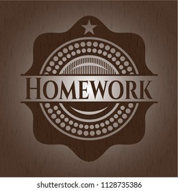 Homework retro style wooden emblem