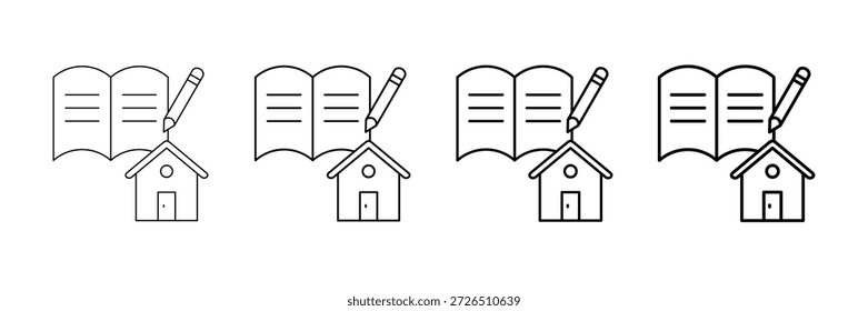 StartseiteÜberprüfung Icons Vektorgrafik-Set in verschiedenen Stroke Line Style