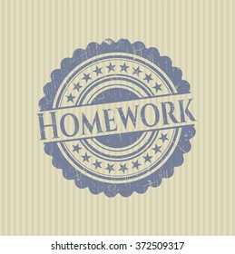 Homework rubber stamp with grunge texture