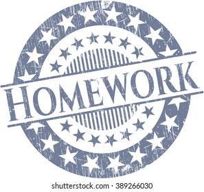 Homework rubber stamp with grunge texture
