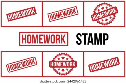 Homework Rubber Stamp Set Vector