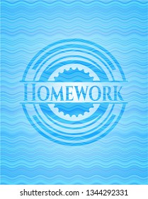 Homework sky blue water wave badge.