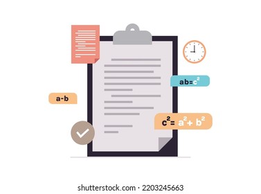 Homework and studying solving mathematical examples education concept flat vector illustration.