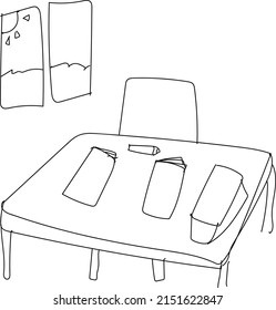 The homework that was acquired on the table of the room where nobody was