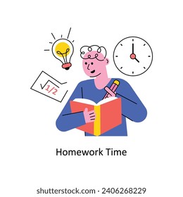 Homework Time  vector Filled outline Design illustration. Symbol on White background EPS 10 File 