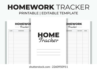 Homework Tracker Editable KDP Interior