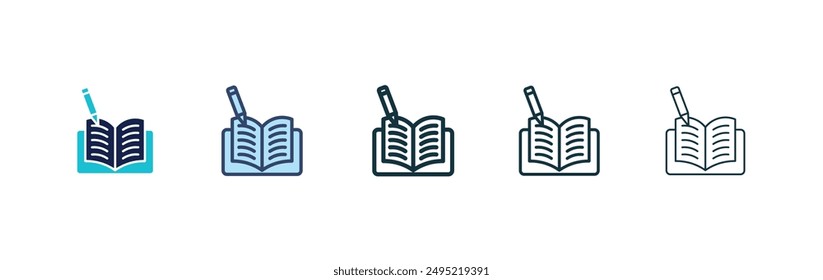 Homework vector icon set black filled and outlined style.