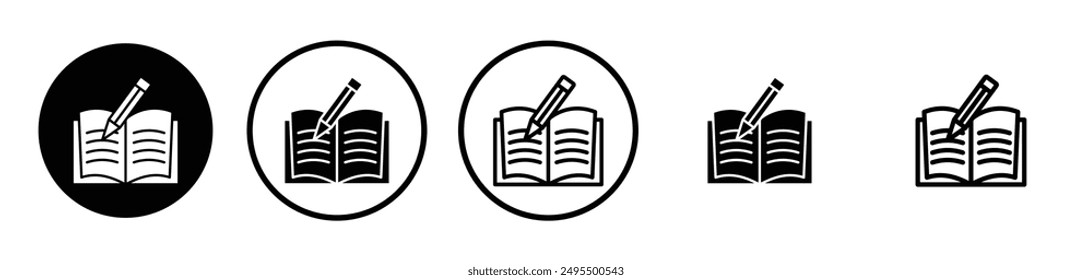 Homework vector icon set in black and white color.