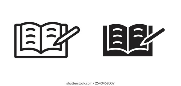 Homework vector icon set in black.