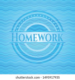 Homework water concept style emblem. Vector Illustration. Detailed.